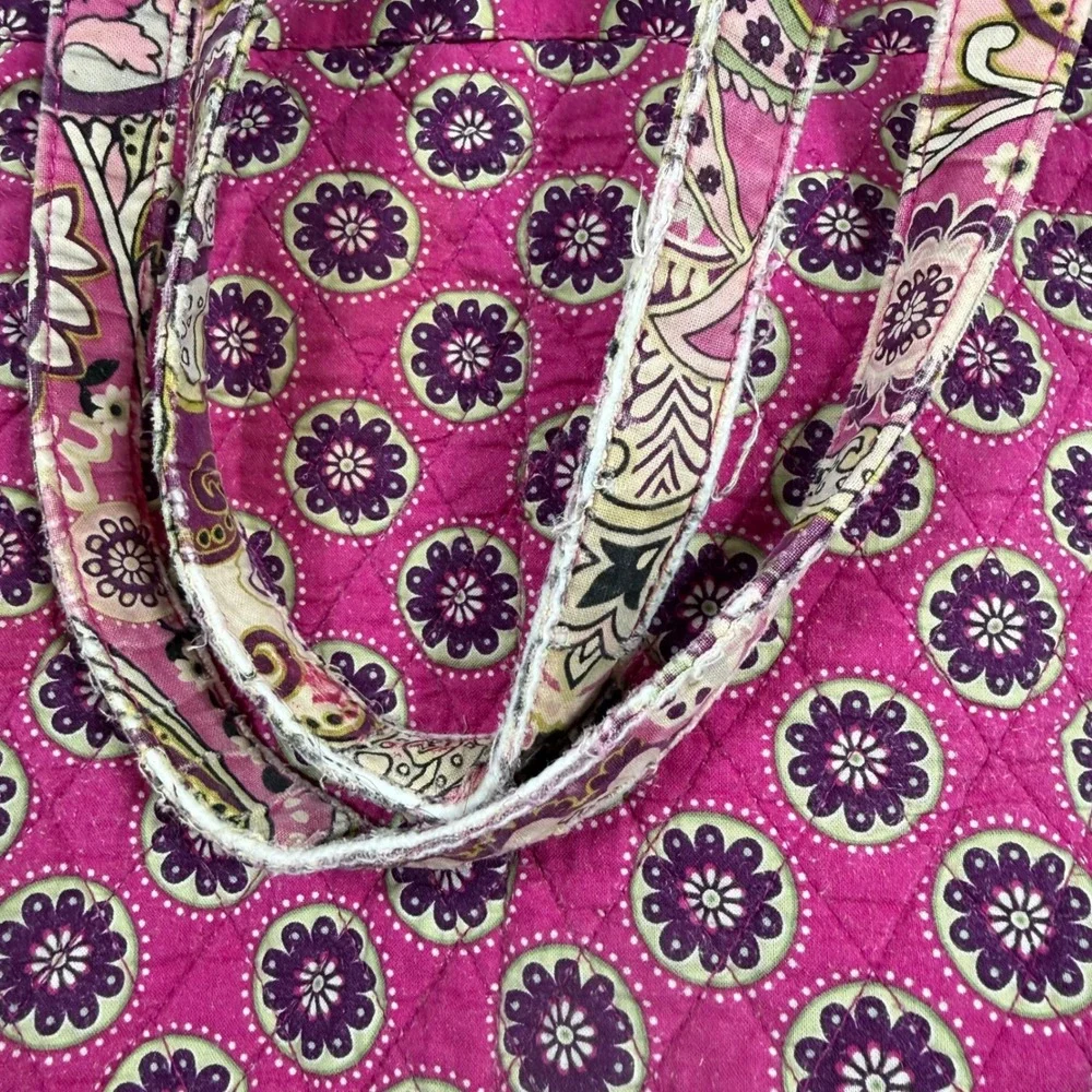 Vera Bradley Quilted Tote Bag Very Berry Paisley Floral Villager Shoulder Bag
